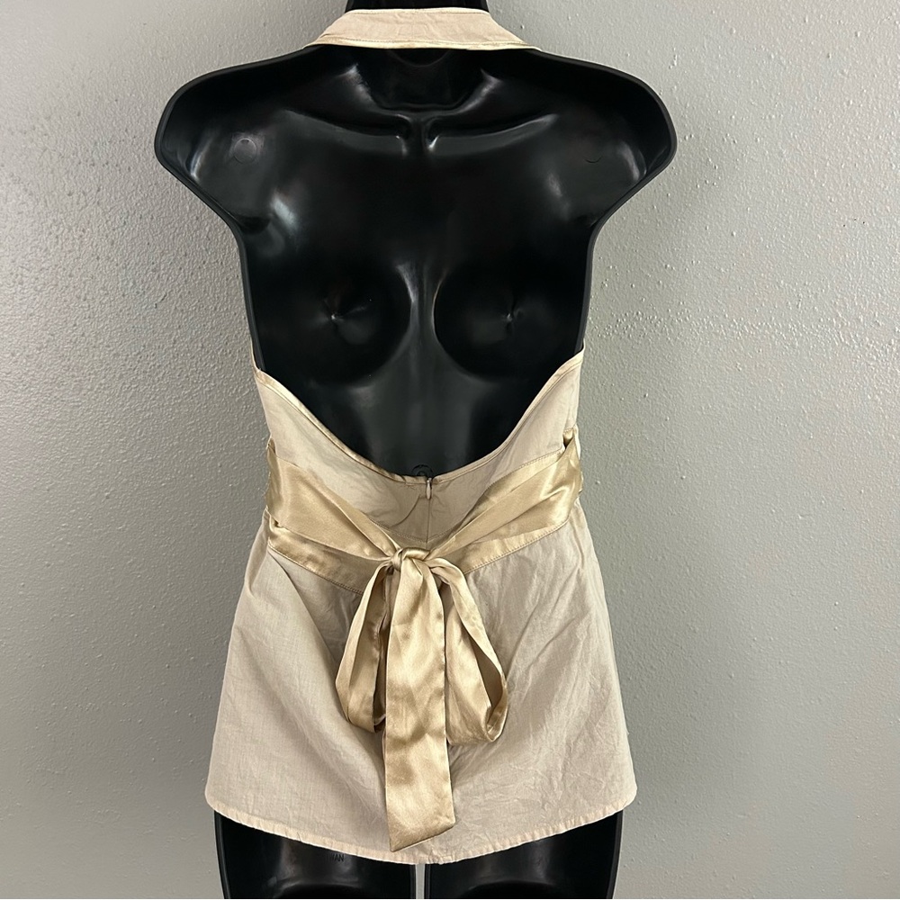 Rampage Cream Embroidered Halter Tank Top with Pink Accents - Picture 6 of 10